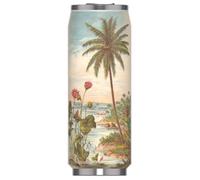 LES ARTISTES Paris A-4360, Canette isotherme, 500 ml, Gourde isotherme sans BPA, Réutilisable, Bec verseur rabattable avec paille, Acier Inoxydable, Design Beach