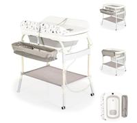 Cangaroo baignoire bébé table à langer 2 en 1 Garda thermomètre roues matelas à langer, coloris:gris