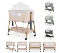 Cangaroo Lit bébé, Lit d'appoint Adoro, réglable, Matelas, Moustiquaire, Roues, coloris:beige