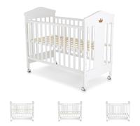 Cangaroo lit bébé Wing 120 x 60 cm, bois de hêtre, roues, 3 positions de hauteur, coloris:blanc