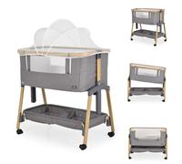 Cangaroo Lit d'appoint Amo réglable en hauteur, moustiquaire, roulettes, Matelas, coloris:gris