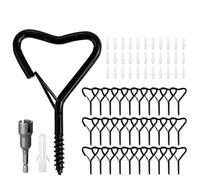 CANGCANG Crochet a Visser avec Boucle de Sécurité,Crochets à Vis, Piton à Visser,Crochets à Visser en Acier Inoxydable,crochet mural a visser pour Extérieur Lanternes Plantes(Blanc) (30PCS Noir)