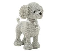 Statuette Déco Caniche Debout "Sparky" 15cm Argent Gris