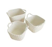 CANIGHT 1ensemble Lot Paniers de Rangement Corde de Coton Tissée Main Paniers de Rangement Blancs avec Poignées Organisateurs pour Chambre Bureau Desktop