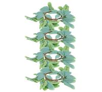 CANIGHT 4 Pièces Couronne de Bougeoir Décorative Verte en Plastique Réutilisable, Style Artisanal Bohème pour Décoration Intérieure de Table et Maison Saisonnière
