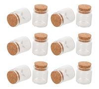 CANIGHT Flacons de Rangement en Verre Transparent 30 ML Lot de 12 Bouchons en Liège pour Bouteilles Sensorielle et Bricolage