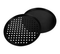 CANIGHT Plaques à Pizza Perforées Perforation Ensemble de 2 Noires en Acier Carbone Revêtement Antiadhésif pour Cheesecakes et Coffee Cake