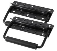CANIGHT Poignées Pliantes pour Boîte à Outils Facile à Installer Lot de 2 en Fer Ressort, Poignée Ergonomique Noires et Caisses de Rangement