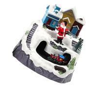CANIGHT Village de Noël Lumineux en Plastique avec Chalet Rotatif Animé et Train Mobile, Affichage Polyvalent USB pour Décoration Festive de Fenêtre ou Sapin