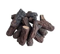 Canirologas Lot de 10 bûches à gaz pour cheminée, faux bois de chauffage, bois en céramique, silencieux, décoratif, pour inserts de gaz, ventilés, électriques, éthanol et foyers