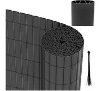 Canisse PVC Brise-Vue - Clôture Jardin 180x400 cm Gris - Intimité Terrasse Balcon Piscine