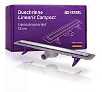 Caniveau de douche Kessel Linearis Compact 45600.61M, caniveau plat pour douches sans seuil, 550 mm, avec collerette d'étanchéité et corps de caniveau.