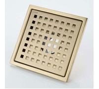 Caniveau de Douche Or Acier Inoxydable Carré 15x15cm Drain de Douche Siphon de Sol Drain de Plancher avec Couvercle de Siphon de So