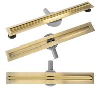 Rea Drain linéaire Neox Slim pro Gold 60 Caniveau de Douche en Acier Inoxydable Siphon Sol d'évacuation pour Salle de Bain Drain De Plancher Douche (Or)