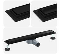 vidaXL Ecoulement de douche 2 en 1 avec siphon 360° noir 60 cm inox 304