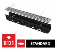 Caniveau de drainage 100 mm avec bordure en plastique et grille galvanisée B125