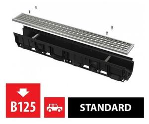 Caniveau de drainage 100 mm avec bordure en plastique et grille galvanisée B125