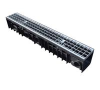Caniveau en polypropylène avec grille acier - 100x110 mm - 155x155 mm 125 - Résistant à la corrosion