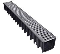 Caniveau en polypropylène avec grille acier galvanisé - A15 - 100x110 mm - 118x118 mm - Anticorrosion