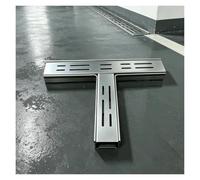 Caniveau Exterieur Auge de Tranchée D'égout de Puit avec Grille Amovible | Déviateur d'angle en T pour Salle de Bain, Cuisine et Garage(150x40mm)