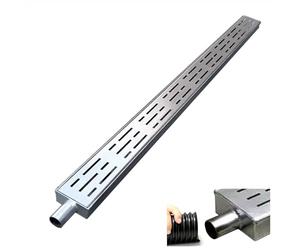 Caniveau Exterieur Tranchée de Drainage pour Gouttière Extérieure Mince avec Embouts/sortie, Kit de Drainage pour Canal de Drainage Étroit de 1,4 /2 /4 Po avec Grille, Auge de Tranchée D'égout de Puit