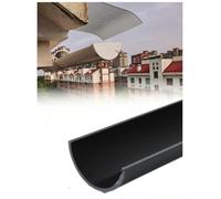 Caniveau PVC renforcé en U, 100 cm, gouttière d’évacuation d’eau de pluie | Tube plastique semi-rond, résistant au vieillissement et à la déformation, anti-calcaire(Black,L100cm/40X2mm)