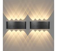 CANMEIJIA Applique Murale Exterieur 8 Faisceaux LED 8W IP65 Noir 2 Pcs | Design télescopique 22cm en aluminium noir. Faisceau bidirectionnel élégant pour valoriser façades, couloirs et escaliers