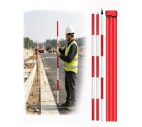 Canne de Jalonnement Aluminium Rouge Blanc pour Mesure et Topographie | Tige de mesure avec raccord fileté rapide, longueur réglable pour chantier et relevés terrain(Thick,3meter)