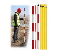 Canne de Jalonnement Aluminium Rouge Blanc pour Mesure et Topographie | Tige de mesure avec raccord fileté rapide, longueur réglable pour chantier et relevés terrain(Rivet,3meter)