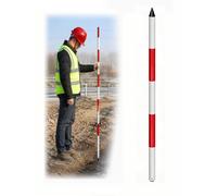 Canne de Jalonnement Aluminium Rouge Blanc pour Mesure et Topographie | Tige de mesure avec raccord fileté rapide, longueur réglable pour chantier et relevés terrain(Rivet,Tapered Tip)