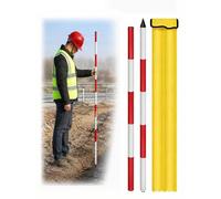 Canne de Jalonnement Aluminium Rouge Blanc pour Mesure et Topographie | Tige de mesure avec raccord fileté rapide, longueur réglable pour chantier et relevés terrain(Rivet,2meter)
