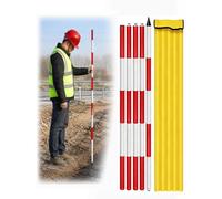 Canne de Jalonnement Aluminium Rouge Blanc pour Mesure et Topographie | Tige de mesure avec raccord fileté rapide, longueur réglable pour chantier et relevés terrain(Rivet,5meter)