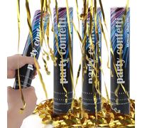 Canon à Confettis*4pcs, SilverChry Canon Confettis Fête, Lanceur de ConfettisCanon Cotillons, Party Popper, CanonConfettis Anniversaire, TubeConfettis Mariage, Tube Confetti Explosif (Or)