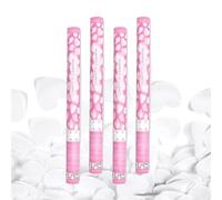 Canon à Confettis Coeur couleur Blanc 40 cm - Lot de 4 lanceurs à confettis à tenir en main, pour Anniversaire, Mariage - Portée 10 Mètres, Prise en Main Facile - SPARKLERS CLUB®