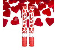 Canon à Confettis Coeur couleur Rouge 80 cm - Lot de 2 lanceurs à confettis à tenir en main, pour Anniversaire, Mariage - Portée 10 Mètres, Prise en Main Facile - SPARKLERS CLUB®