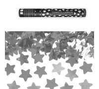 CANON À CONFETTIS ÉTOILE ARGENT 40CM