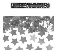 CANON À CONFETTIS ÉTOILE ARGENT 40CM