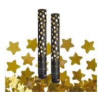 Canon à Confettis Étoile couleur Or 40 cm - Lot de 2 lanceurs à confettis à tenir en main, pour Anniversaire, Mariage - Portée 10 Mètres, Prise en Main Facile - SPARKLERS CLUB®