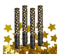 Canon à Confettis Étoile couleur Or 40 cm - Lot de 4 lanceurs à confettis à tenir en main, pour Anniversaire, Mariage - Portée 10 Mètres, Prise en Main Facile - SPARKLERS CLUB®