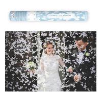 CANON À CONFETTIS PAPILLON BLANC 40CM