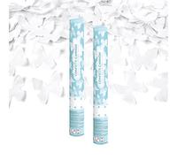Canon à Confettis Papillon couleur Blanc 40 cm - Lot de 2 lanceurs à confettis à tenir en main, pour Anniversaire, Mariage - Portée 10 Mètres, Prise en Main Facile - SPARKLERS CLUB®