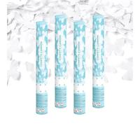 Canon à Confettis Papillon couleur Blanc 40 cm - Lot de 4 lanceurs à confettis à tenir en main, pour Anniversaire, Mariage - Portée 10 Mètres, Prise en Main Facile - SPARKLERS CLUB®, TUKBT40