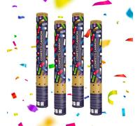 Canon à Confettis Rectangle Multicouleur 40 cm - Lot de 4 lanceurs à confettis à tenir en main, pour Anniversaire, Mariage - Portée 10 Mètres, Prise en Main Facile - SPARKLERS CLUB®