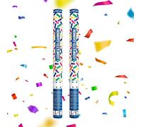 Canon à Confettis Rectanlge Multicouleur 80 cm - Lot de 2 lanceurs à confettis à tenir en main, pour Anniversaire, Mariage - Portée 10 Mètres, Prise en Main Facile - SPARKLERS CLUB®