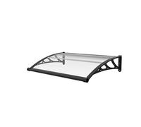 Canopée Store Auvent de Porte d'Entrée Marquise en PVC, Protection Contre la Pluie, la Neige et Les UV, Installation Facile, Design Moderne 125 x 100 cm (Trasparent et Noir, 125 x 100 cm)