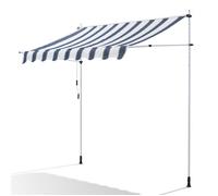 Canopée Store Banne Manuel 300 x 150 cm - Auvent de Terrasse sans Perçage - Réglable avec Manivelle - Bleu et Blanc