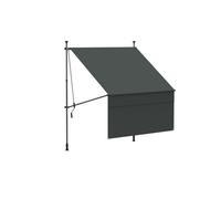 Canopée Store Banne Manuel Rétractable Sans Perçage 3 x 1,8 m Gris avec Manivelle, Protection Solaire pour Balcon, Terrasse