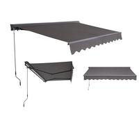 Canopée Store Banne Manuel Semi Coffre Gris 4 x 2.5m - Store Rétractable pour Terrasse, Balcon et Jardin - Manivelle à Gauche - Aluminium et Polyester 280 g/m²