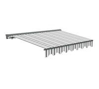 Canopée Store Banne Manuel Semi Coffre Gris et Blanc 3 x 2.5m - Store Rétractable pour Terrasse, Balcon et Jardin - Manivelle à Gauche - Aluminium et Polyester 280 g/m²