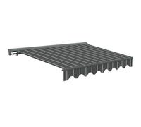 Canopée Store Banne Manuel Semi Coffre Gris et Blanc 4 x 3m - Store Rétractable pour Terrasse, Balcon et Jardin - Manivelle à Gauche - Aluminium et Polyester 280 g/m²